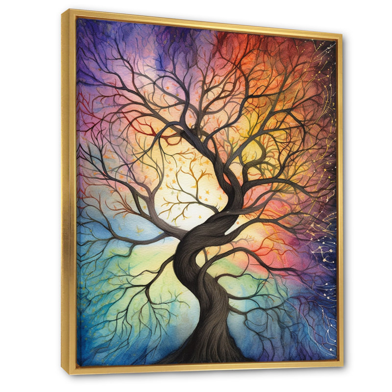 «Majestic Tree Symphony in the Sky», reproduction sur toile, H 44 po x l 34 po x P 1,5 po, Cadre flottant doré