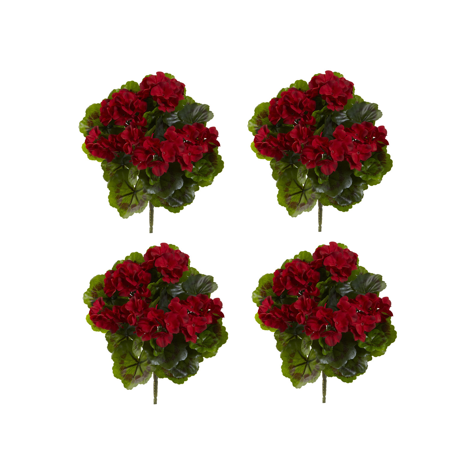 Geranium Artificial Bush UV Resistant (Indoor/Outdoor), Red