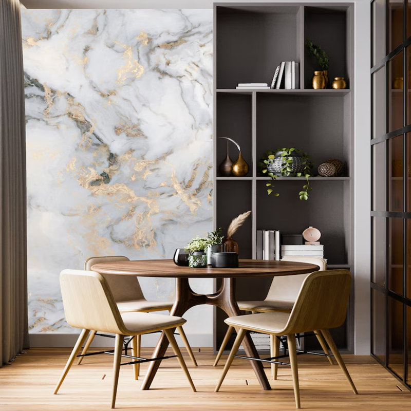 Golden Mist On White Marble, 108" L x 192" W