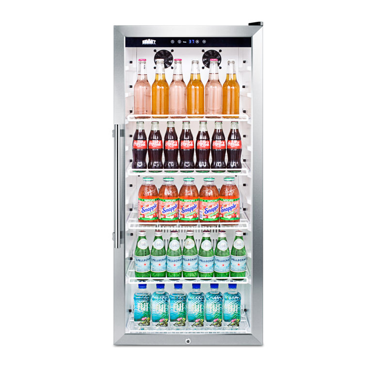 Summit Appliance 21.25'' W Freestanding 144 Cans (12 oz.) 9 Cubic Feet Beverage Cooler with Reversible Glass Door
