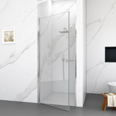 24" W X 72" H Semi-Frameless Circular Pivot Shower Door With 1/4" (6Mm) Thick SGCC Tempered Glass, Shower Door