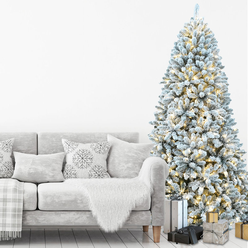 Winter Pine 7.5-Foot White LED Pre-Lit Flocked Christmas Tree