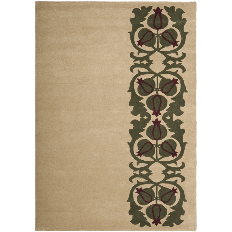 Tapis floral en laine et viscose touffeté à la main Soho, Rectangle 3 pi 6 po x 5 pi 6 po