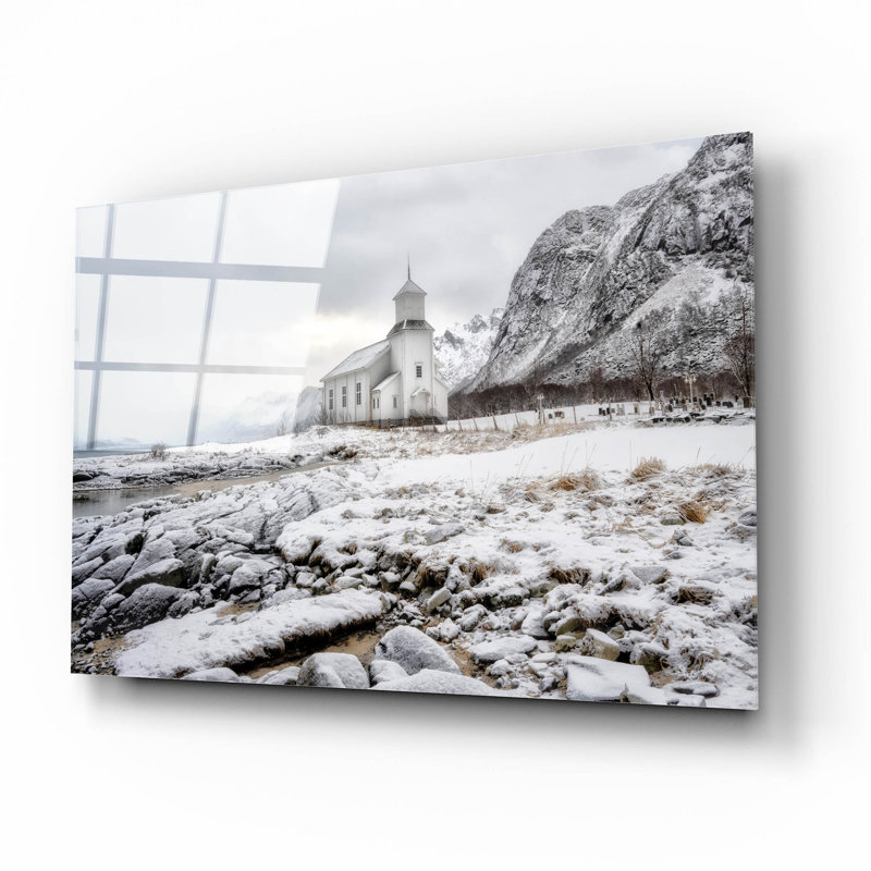 Art mural en verre épique «Gimsoy Beach 1» par Danny Head, 16 po x 12 po