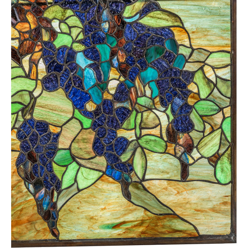 32" Wide X 48" High Tiffany Wisteria & Snowball Stained Glass Window