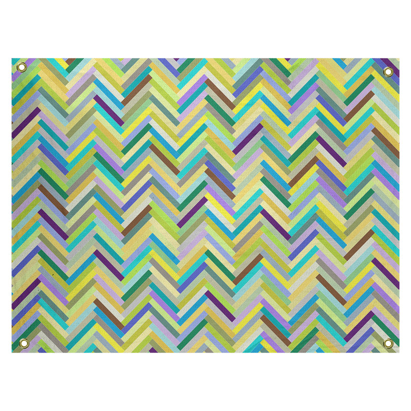 Tapisserie murale chevrons, H 26 po x l 36 po, Vert / Jaune