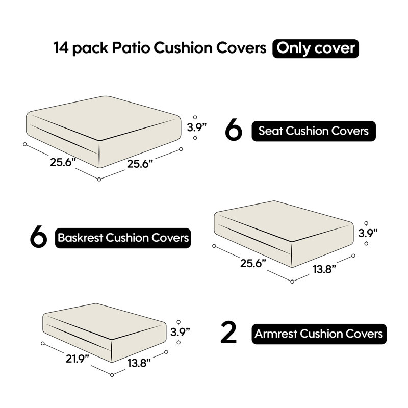 Cushion Covers For 7 Pcs (6-Seaters) Wicker Rattan Sectional Sofa, 14Pack Cushion Slipcovers Set Seat And Back,Outdoor Cushion Slipcover With Zipper, Red(Only Cover)Olive Green