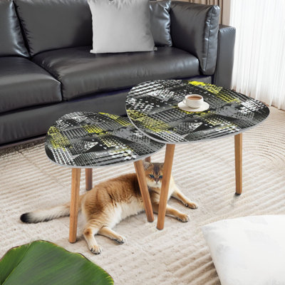 Set of 2 Nesting Triangle End Table, (MDF+Beech Leg) Coffee Table, Sofa Side Table for Living Room Office (Color : B)並行輸入 Blue Set of 2 Nesting Triangle End Table Coffee Table Side Table