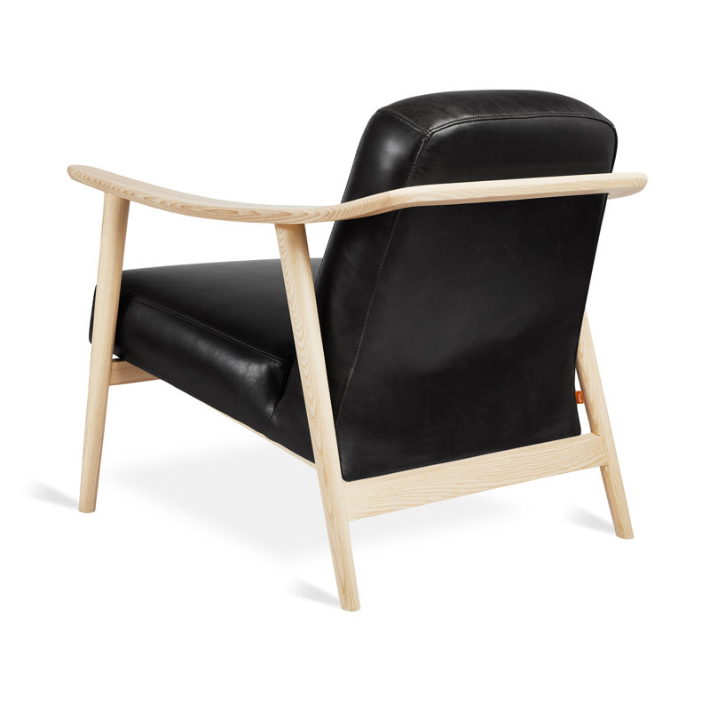 Baltic 76.2Cm Top Grain Leather Wide Armchair, Saddle Black Genuine Leather, Ash Natural