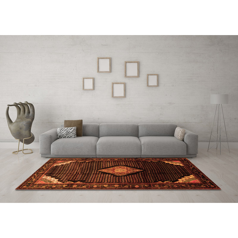 Milvin Performance Chenille Oriental Indoor Rug, Square 5'