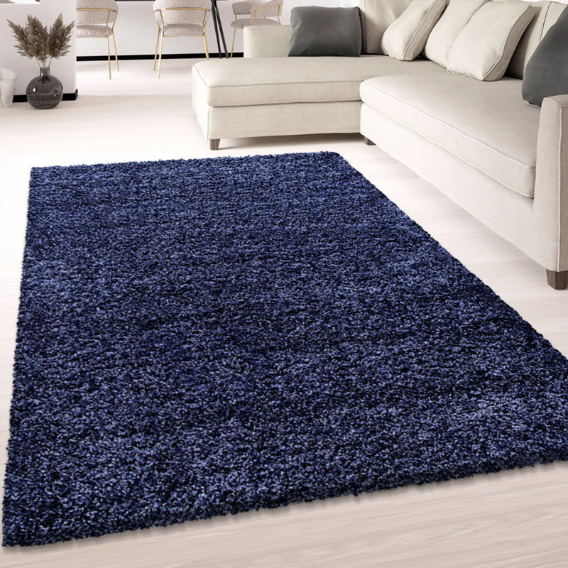 Currence Shaggy Blue/Navy Rug, Rectangle 80cm x 150cm