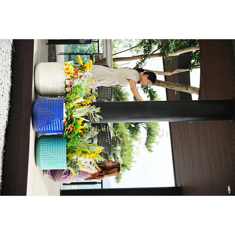 Ceramic Planter With Glossy Finish, Suitable For Outdoor And Indoor Settings, 16.58" Dimensions, Frost - Milk White Patio Garden, L, Reinforced Construction, Built In Drainage Herbs Flowers