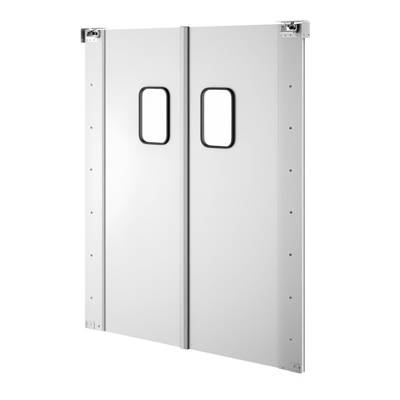 Porte de circulation commerciale en aluminium simple avec fenêtre, 70,24 po x 82,3 po, 2