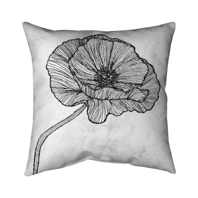 Bright poppy flower - 18"x18" Throw pillow - Poly twill - Print on demand, Gray, 18"H x 18"W