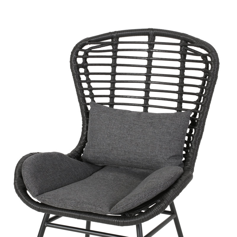 Chaise de patio avec coussins Frazer, Gris foncé, Cadre gris
