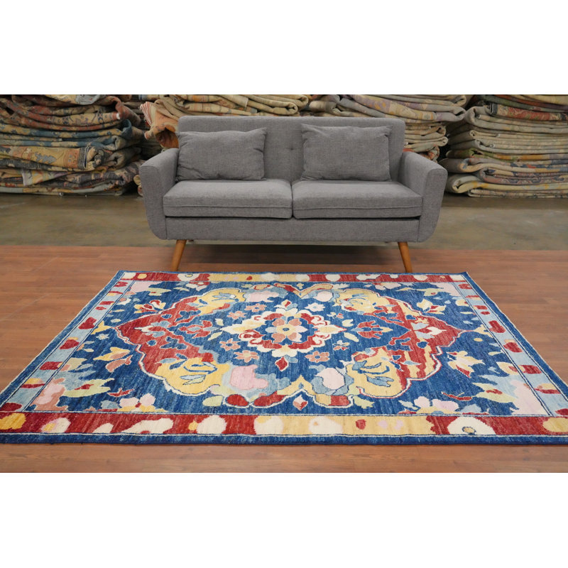 Handmade Blue Oushak Vegetable Dye Rug 5x7