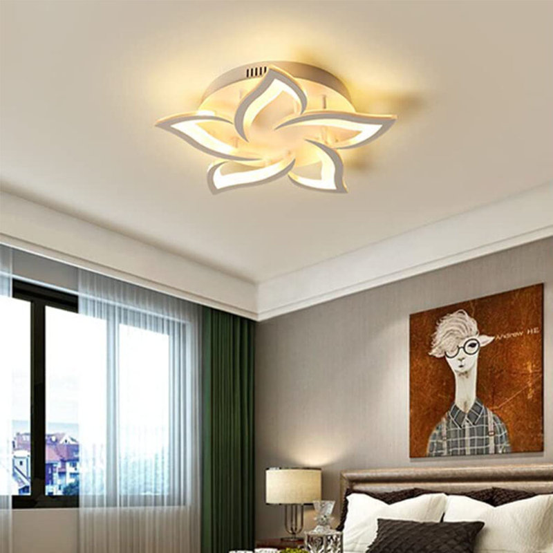 Rachna Dimmable 60cm LED Integrated Semi Flush Mount Ceiling Light With Remote control, White