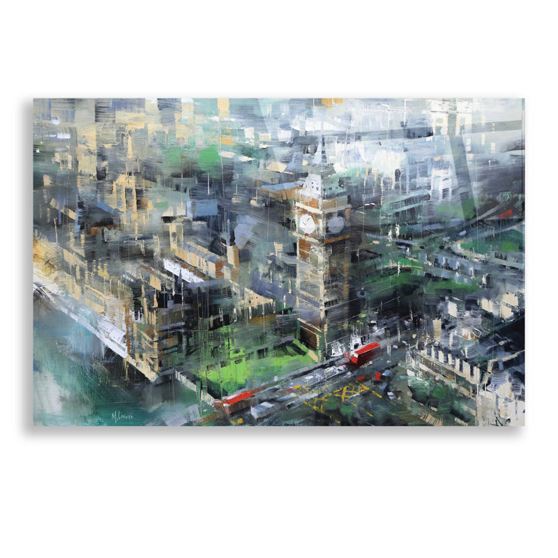«London Green - Big Ben» par Mark Lague, art mural en verre acrylique, H 16 po x l 24 po x P 0,2 po