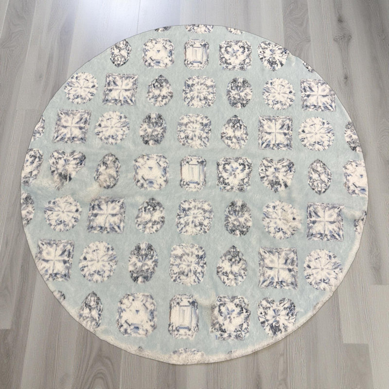 Geometric Area Rug, Round 8', Dove