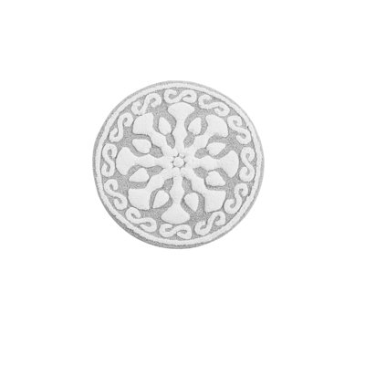 Round Medallion Cotton Tufted Bath Rug in Grey and White, 25-Inch Diameter