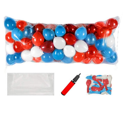 PMU New Year's Eve Party Balloon Drop Kit 100Pcs Assorted 9In, 5In Balloon With Hand Pump Pkg/1
