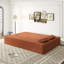 Canapé-lit moderne avec 2 coussins, canapé-lit convertible en velours côtelé rembourré de mousse, matelas pliant double de 15 po pour le salon, lit d'invité, aucun assemblage requis, orange-477650337