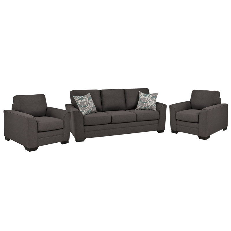 Beauchamp Fabric Sofa & Two Chair Set, Charcoal, Charcoal