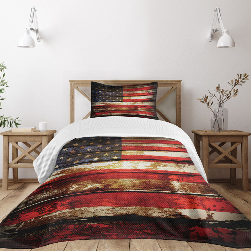 White Quilted Twin Bedspread Set with Pillow Sham