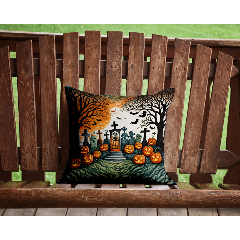 Coussin décoratif intérieur / extérieur en polyester More / Spooky More Spooky Halloween, 14 po x 14 po
