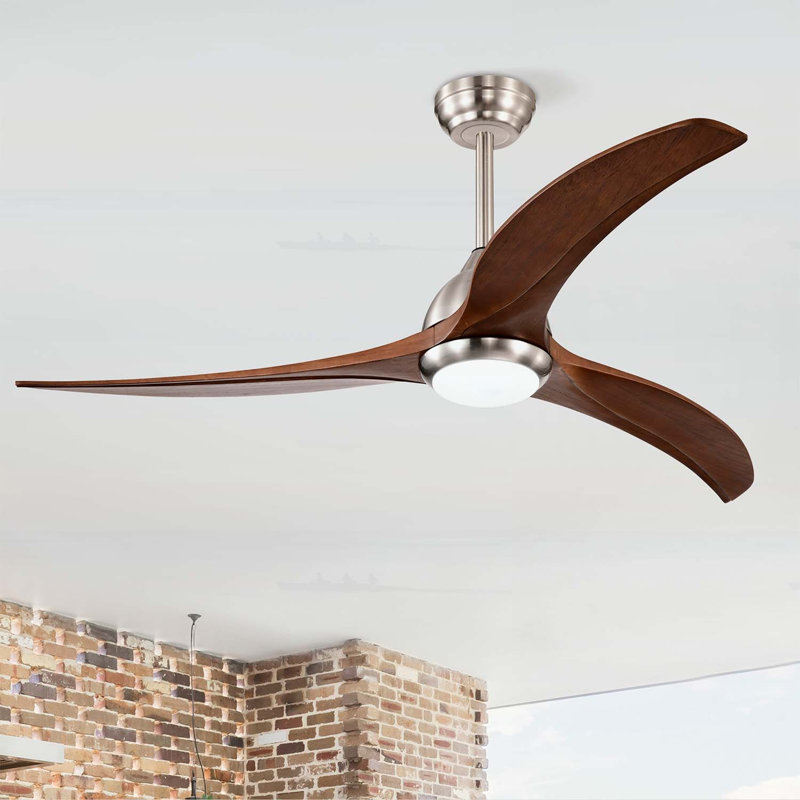 Ventilateur de plafond en bois massif de 52 pouces avec lumière, télécommande, moteur réversible silencieux, 6 vitesses, 3 couleurs pour une utilisation intérieure