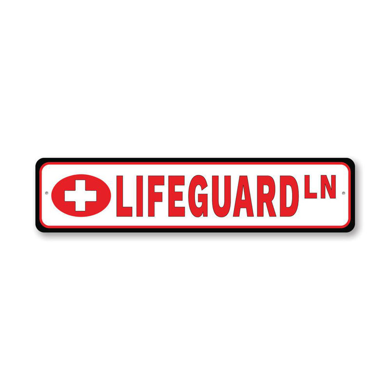 Plaque en aluminium Lifeguard Street, H 4 po x l 18 po x P 0,04 po