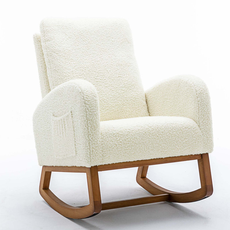 Chaise berçante Abhimanyu, Beige Teddy
