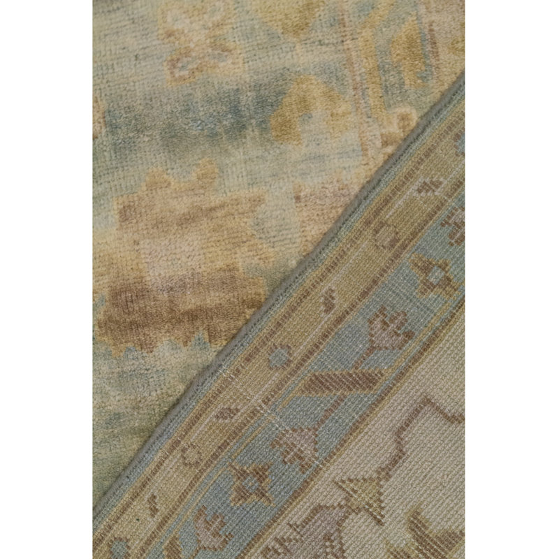 Hand-Knotted High-Quality Light Blue and Ivory Area Rug