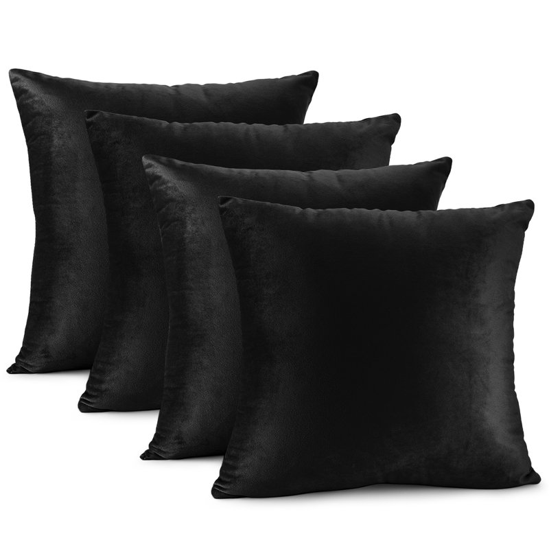 Velvet Reversible Pillow Cover, 20"H x 20"W, Black