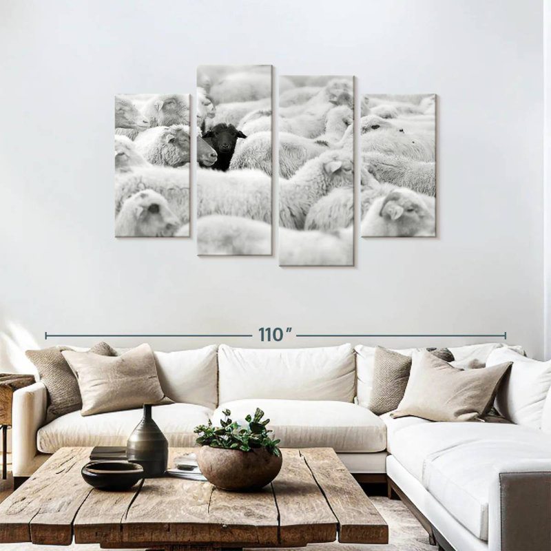 Distinct Black Sheep, 48" H x 75" W
