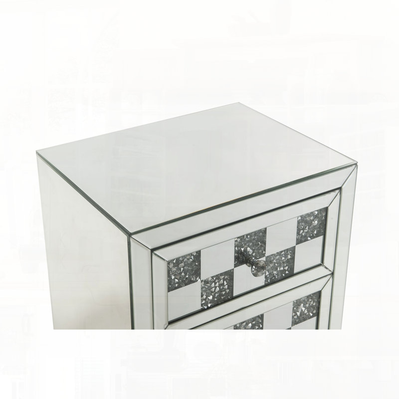 Table d'appoint en miroir ornée de faux diamants