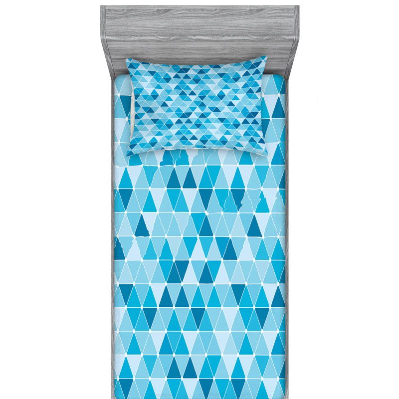 Microfiber Geometric Sheet Set, Twin Sheet Set with Fitted Sheet