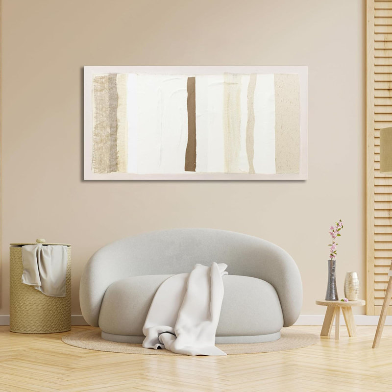 Abstrait, art mural moderne et abstrait, art mural sur toile brun et blanc