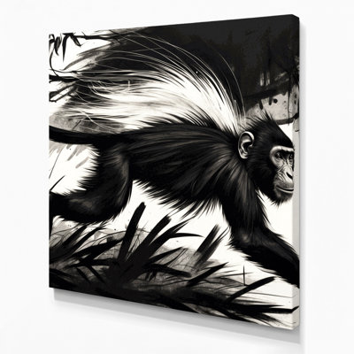 Wildlife Black Colobus Black Canvas Wall Art