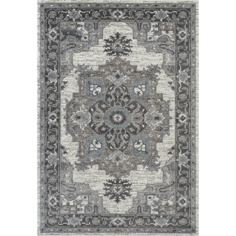 Honig Traditional Bordered Medallion Durable Performance Area Rug, Rectangle 5'1" x 7'6"