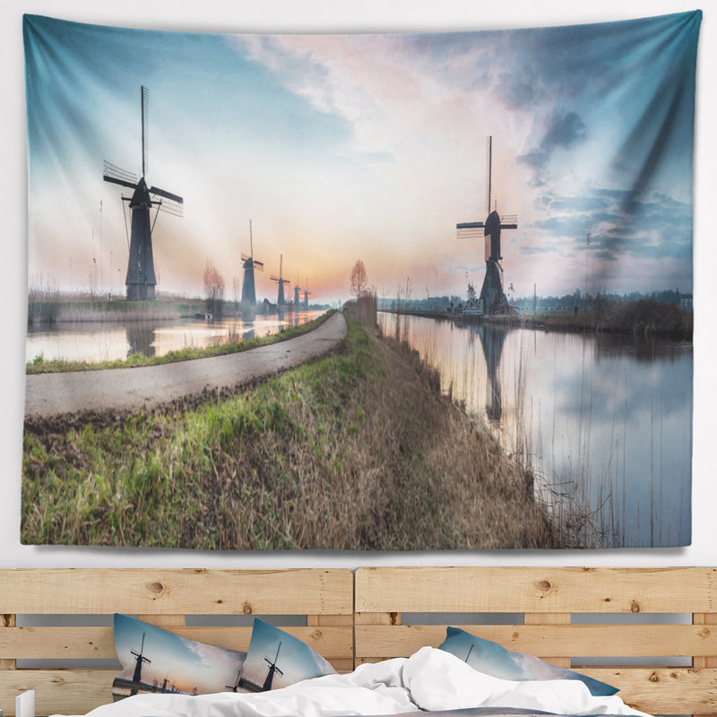 Tapisserie panorama landscape kinderdijk holland, H 50 po x l 60 po