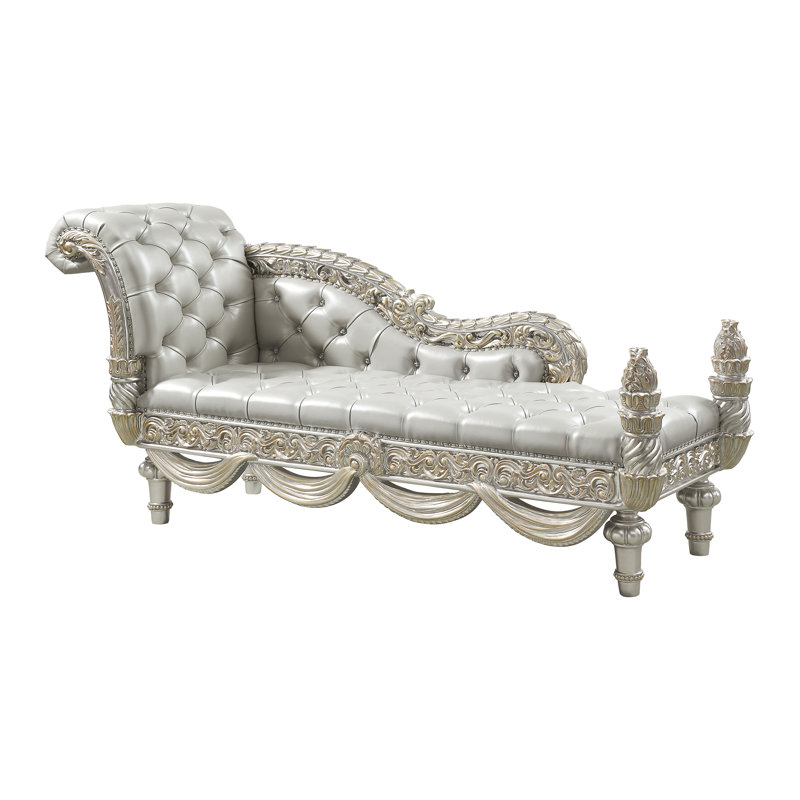 Banc, cuir synthétique beige et finition champagne