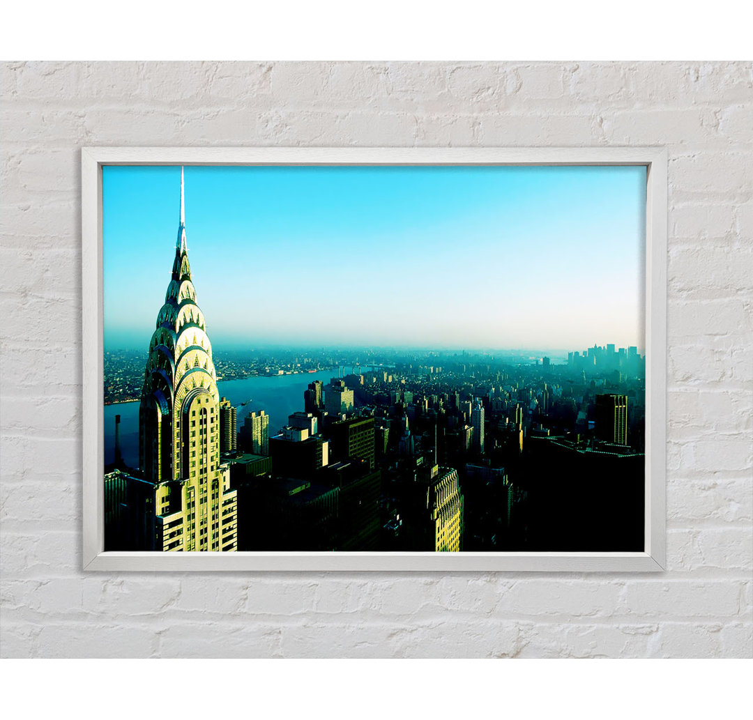 Nyc Empire State Blue - Einzelner Bilderrahmen Druck auf Leinwand