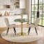 Table de salle à manger ronde de 80 cm (31,5 po), plateau en pierre frittée, aspect marbre, résistant aux rayures et à la chaleur, piètement moderne en acier inoxydable, idéale pour un coin repas, un café ou un bureau.