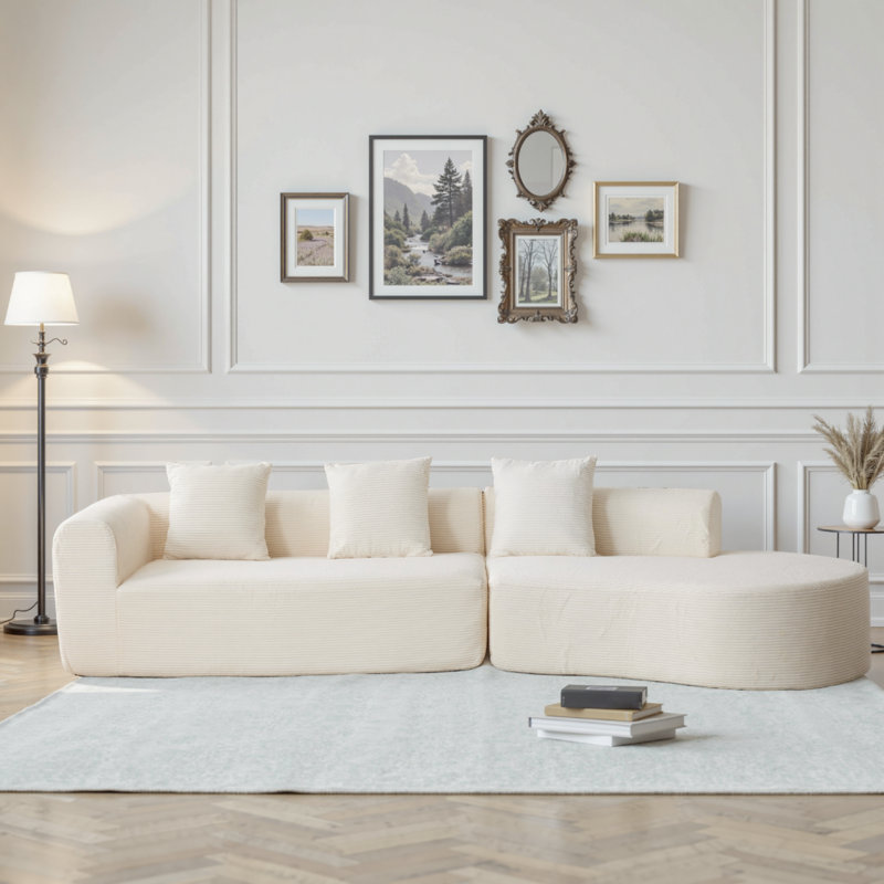 Canapé modulaire rembourré en velours côtelé Benen 127 po Benen, Rembourrage en mousse blanche