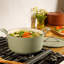 Bloomhouse 7 Qt Cast Iron Dutch Oven w/ Lid, European Enamel, & Walnut Wood Trivet - Oat White-490643240