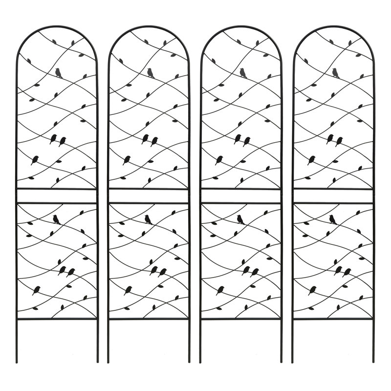 Ensemble de 4 treillis de jardin en métal 86,7 "x 19,7" antirouille pour plantes grimpantes