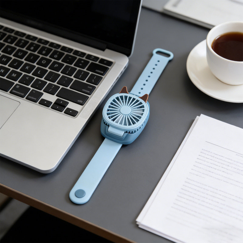 Ventilateur de poignet kbndieu. Ventilateur de charge USB de bureau ou portable à deux fonctions avec trois vitesses de vent et lumières colorées