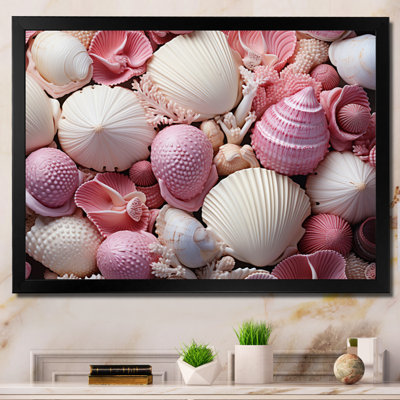 «Pink White Shells Seashore Collage II», reproduction sur toile