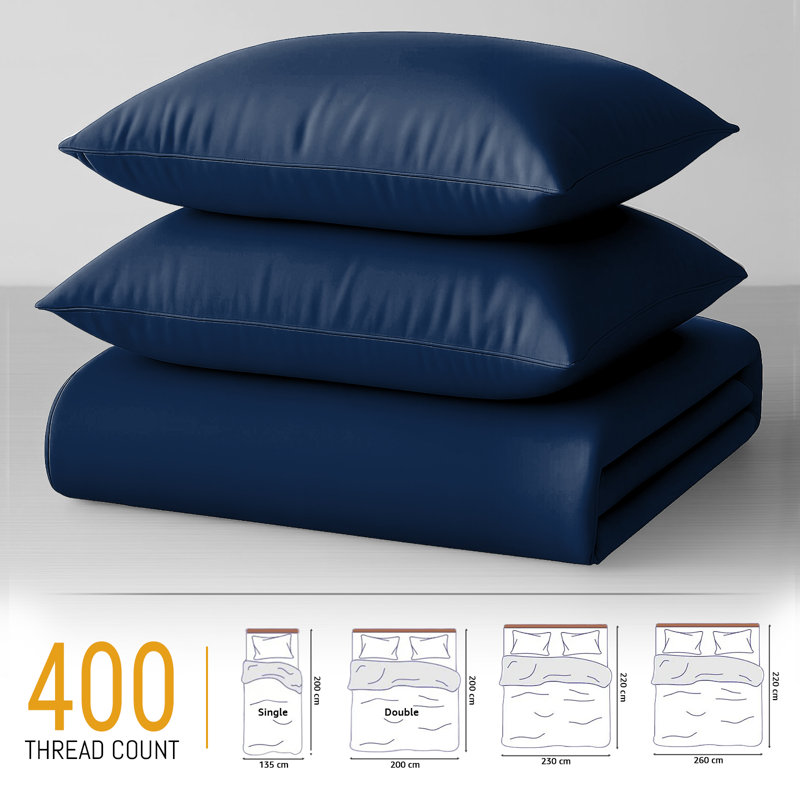 Cotton Solid Colour Duvet Cover Set with Pillow Shams Included, King Duvet Cover + 2 Shams